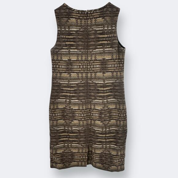 Pendleton Southwestern Print Wool Shift Dress Womens Size 8 Brown Lined - Picture 3 of 5